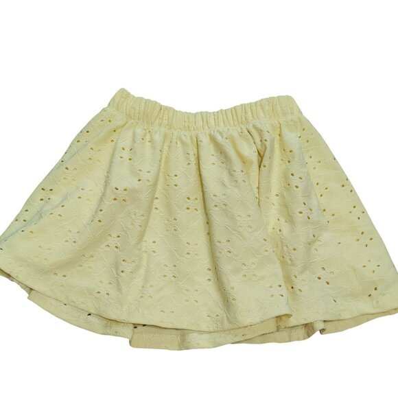 Tahari Girls 4 Yellow Eyelet Button Front Skirt Elastic Waist Summer Cottagecore - Picture 2 of 7